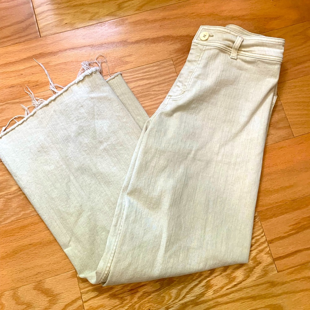 Jeans, crop, wide leg, high rise
